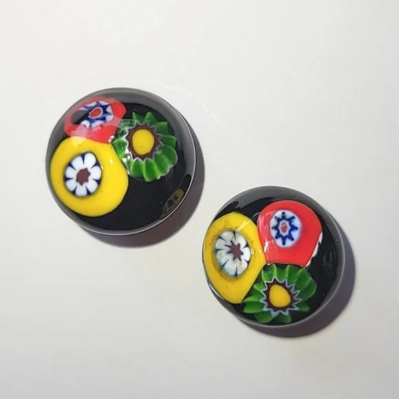 MURANO GLASS MILLIFIORE COLORFUL CLIP EARRINGS - Picture 6 of 6